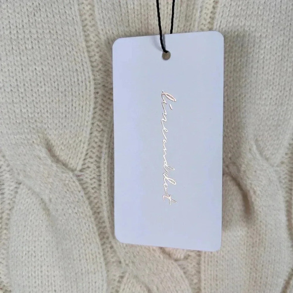 Line And Dot Dorothy Revolve Size Large Sweater Dress Cream Cable Knit Stretch - Picture 8 of 13